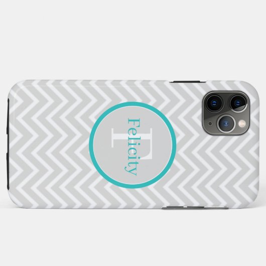 Turquoise Chevron Monogram Coque-Mate coque iphone (Dos (Horizontal))
