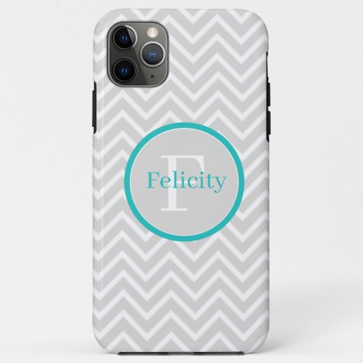 Turquoise Chevron Monogram Coque-Mate coque iphone (Dos)