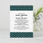 Turquoise Chevron Parties scintillant Invitation B (Debout devant)