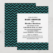 Turquoise Chevron Parties scintillant Invitation B (Devant / Derrière)