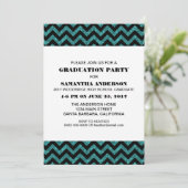 Turquoise Chevron Parties scintillant Invitation d (Debout devant)