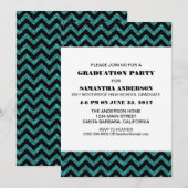 Turquoise Chevron Parties scintillant Invitation d (Devant / Derrière)