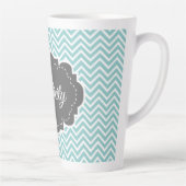 Turquoise Chevron Personnalisé Latte Mug (Droite)