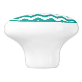 Turquoise Chevron Zigzag Ceramic Knob. Keramische Knop (Zijkant)