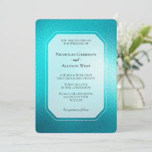 Turquoise Chic Aqua Blue Wedding Kaart