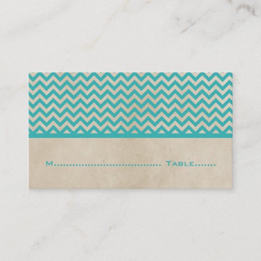 Turquoise Chic Chevron Cartes de Place (Devant)