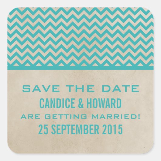 Turquoise Chic Chevron Enregistrer les stickers Da (Devant)