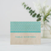 Turquoise Chic Chevron Numéro de table Carte posta (Debout devant)