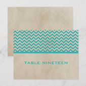 Turquoise Chic Chevron Numéro de table Carte posta (Devant / Derrière)