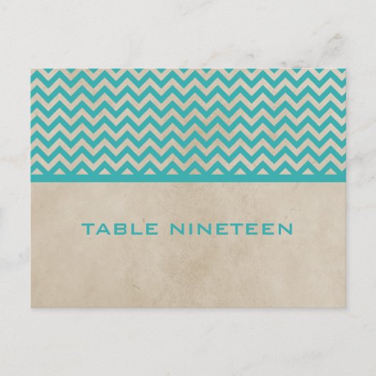 Turquoise Chic Chevron Numéro de table Carte posta (Devant)