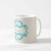 Turquoise Chic Damask Mug (Devant droit)