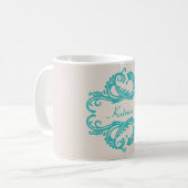 Turquoise Chic Damask Mug (Devant gauche)