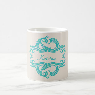 Turquoise Chic Damask Mug