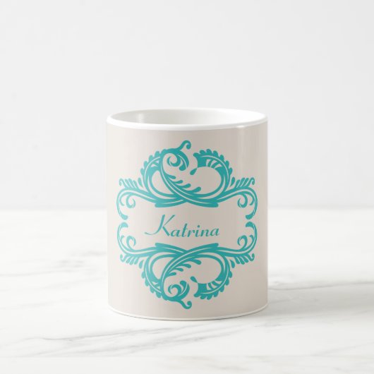 Turquoise Chic Damask Mug (Centre)