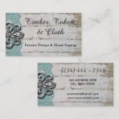 Turquoise chic minable et cartes de visite en bois (Devant / Derrière)