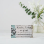 Turquoise chic minable et cartes de visite en bois (Debout devant)