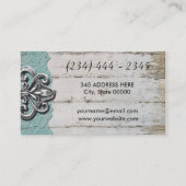 Turquoise chic minable et cartes de visite en bois (Dos)