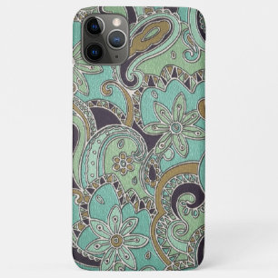  Turquoise Chic Retro Paisley Floral Pattern iPhone 11 Pro Max Hoesje