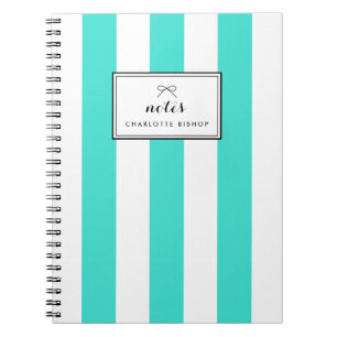 Turquoise Chic Verticale Strepen Gepersonaliseerd Notitieboek
