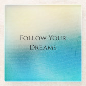 Turquoise Chic White Aqua Blue Glazen Onderzetter (Voorkant)