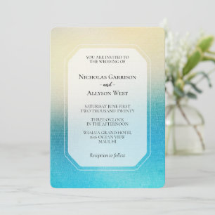 Turquoise Chic White Aqua Blue Wedding Kaart