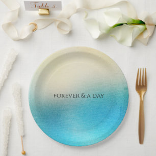 Turquoise Chic White Aqua Blue Wedding Papieren Bordje