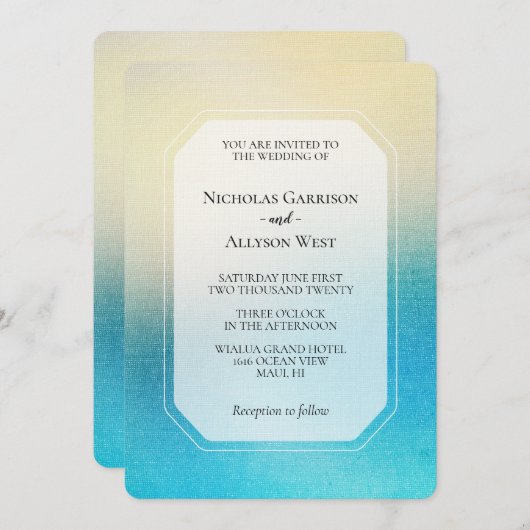 Turquoise Chic Witte Aqua Blauwe Bruiloft Kaart (Voorkant / Achterkant)