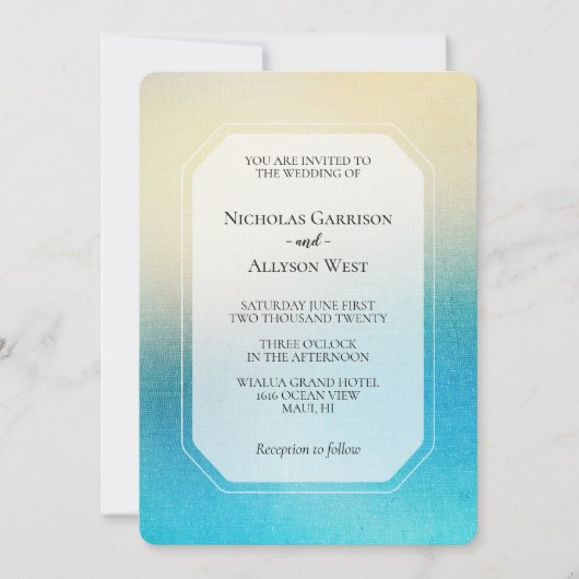 Turquoise Chic Witte Aqua Blauwe Bruiloft Kaart (Voorkant)