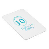 Turquoise circle. Round glitter 10th birthday bold Magneet (Rechterzijde)