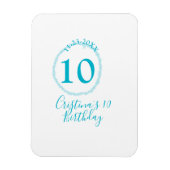 Turquoise circle. Round glitter 10th birthday bold Magneet (Verticaal)