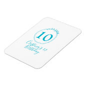 Turquoise circle. Round glitter 10th birthday bold Magneet (Linkerzijde)