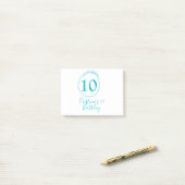 Turquoise circle. Round glitter 10th birthday bold Post-it® Notes (Op bureau)