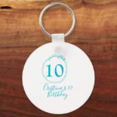 Turquoise circle. Round glitter 10th birthday bold Sleutelhanger (Voorkant)