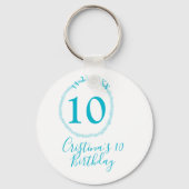 Turquoise circle. Round glitter 10th birthday bold Sleutelhanger (Achterkant)