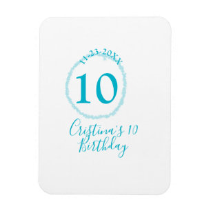 Turquoise cirkel. Ronde glitter 10e verjaardag vet Magneet
