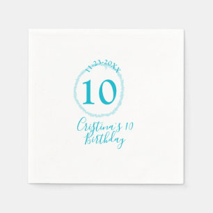 Turquoise cirkel. Ronde glitter 10e verjaardag vet Servet
