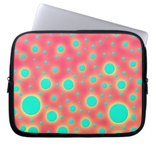 Turquoise Cirkels over Helder Roze Modern Design Laptop Sleeve