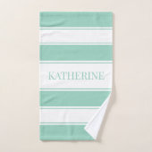 Turquoise clair et blanc rayé (Serviette à main)