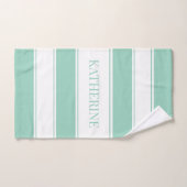 Turquoise clair et blanc rayé (Serviette à main)