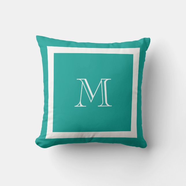 Turquoise Classic Monogram Sierkussen (Voorkant)