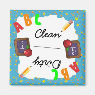Turquoise Clean & Dirty School Chalkboard Magnet Magneet