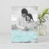 Turquoise Coasal Waterverf Save the Date (Staand voorkant)