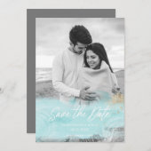 Turquoise Coasal Waterverf Save the Date (Voorkant / Achterkant)
