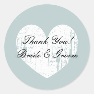 Turquoise coeur mariage faveur merci stickers