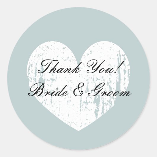Turquoise coeur mariage faveur merci stickers (Devant)