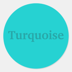 Turquoise Color Word op Light Blauwgroen Stickers