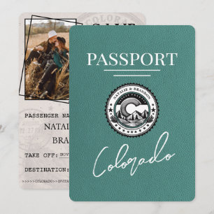 Turquoise Colorado Passport De datum opslaan Save The Date