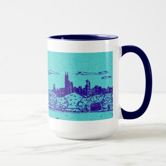 Turquoise Comic Style Chicago Mug (Droite)