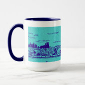 Turquoise Comic Style Chicago Mug (Gauche)