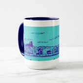 Turquoise Comic Style Chicago Mug (Devant gauche)